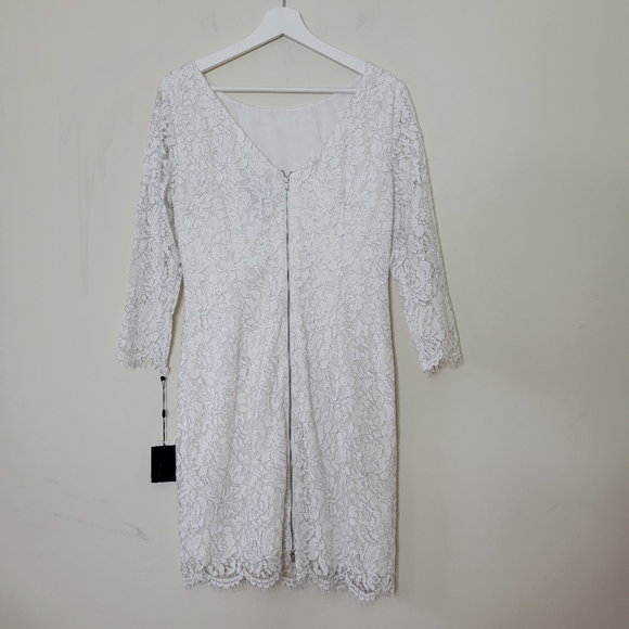 Adrianna Papell Metallic Lace Cocktail Dress Ivory - Picture 4 of 7